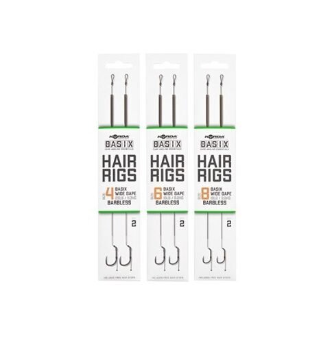 3766 Korda Basix Hair Rigs Wide Gape Barbless